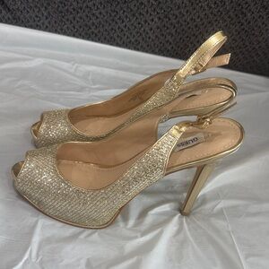 Guess Gold Glitter Slingback Heels